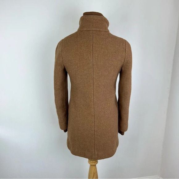 J. Crew Lodge Italian Wool Stadium Pea Coat Size 00 Tan Brown Camel b50 - Picture 7 of 11